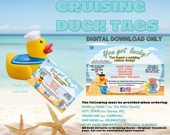 Personalized Cruise Duck Tags: Customizable Digital Download for Cruise Duck Lovers | Cruising Ducks | Printable Duck Tags