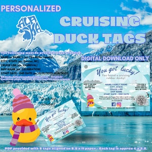 Étiquettes personnalisées Alaska Cruise Duck : Personnalisation en téléchargement numérique pour les amateurs de Cruise Duck | Canards en croisière | Étiquettes imprimables pour canard