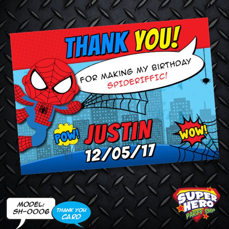 SPIDERMAN Birthday Invitation Card Superhero invitation | Etsy