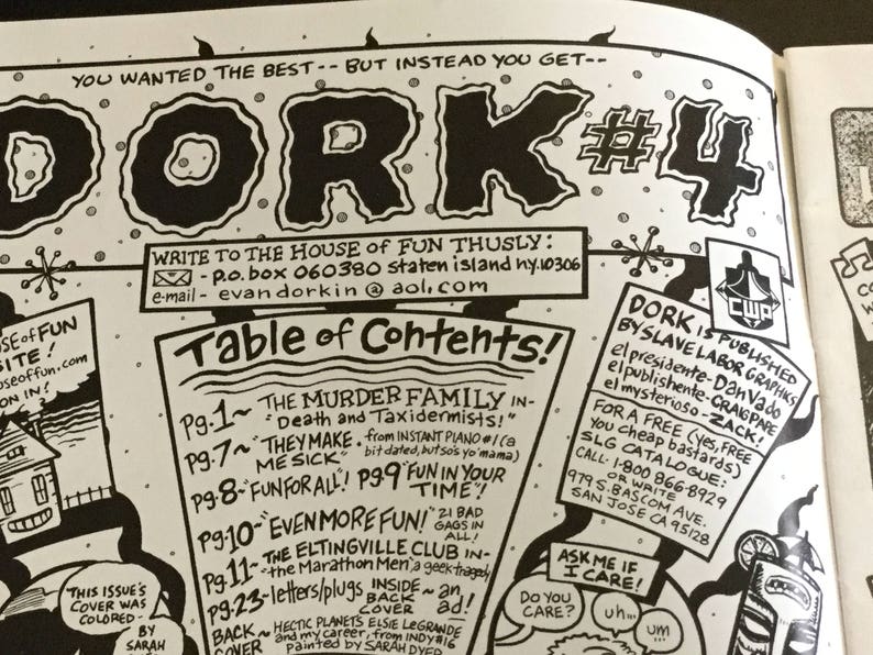 Dork No 4 Slave Labor Graphics Evan Dorkin Cartoonist Etsy