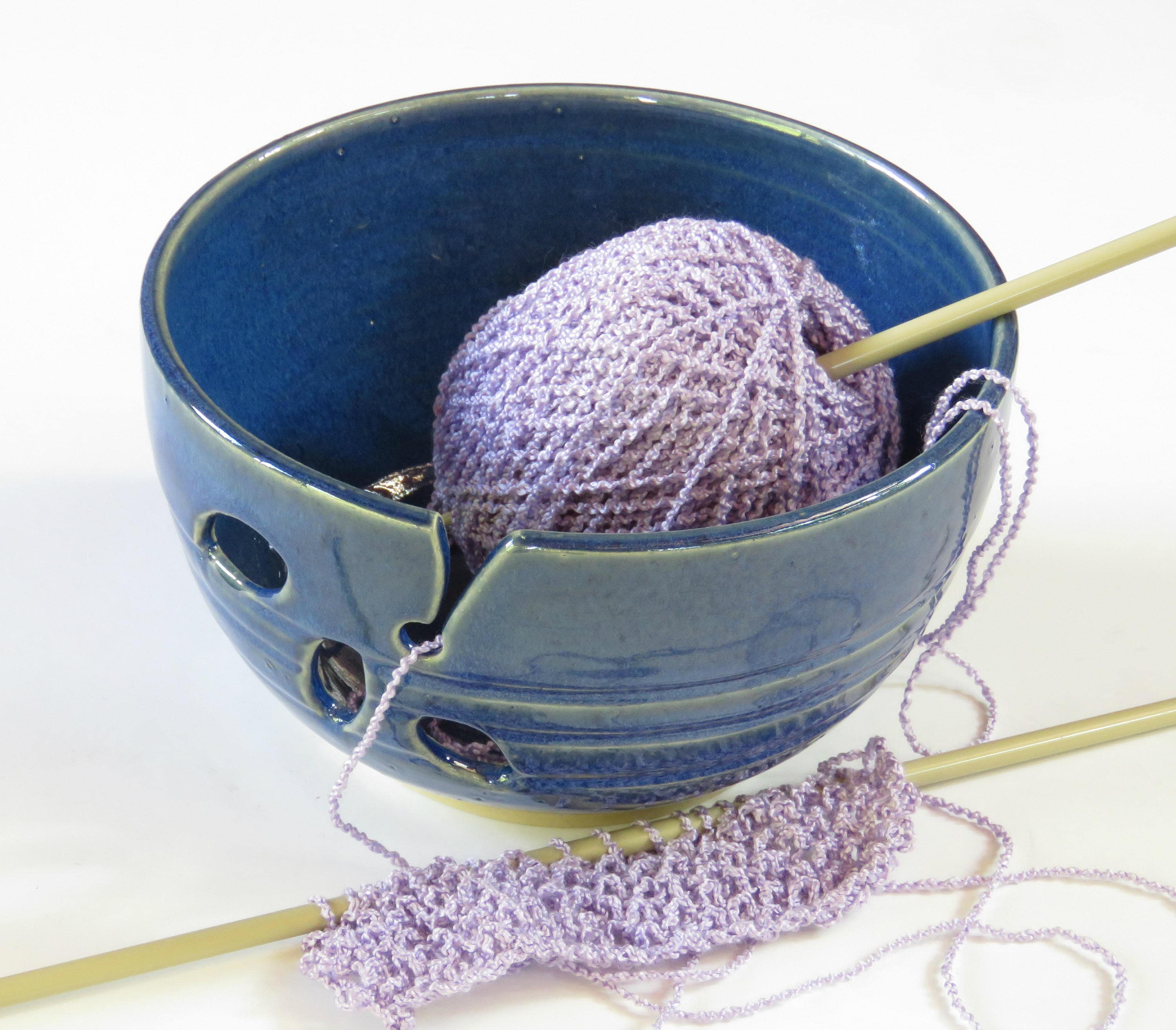 Handmade Ceramic Blue Yarn Holder Yarn Storage Bowl Holiday Etsy