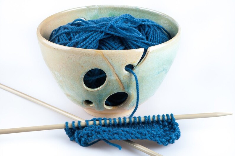 Turquoise Ceramic yarn bowl