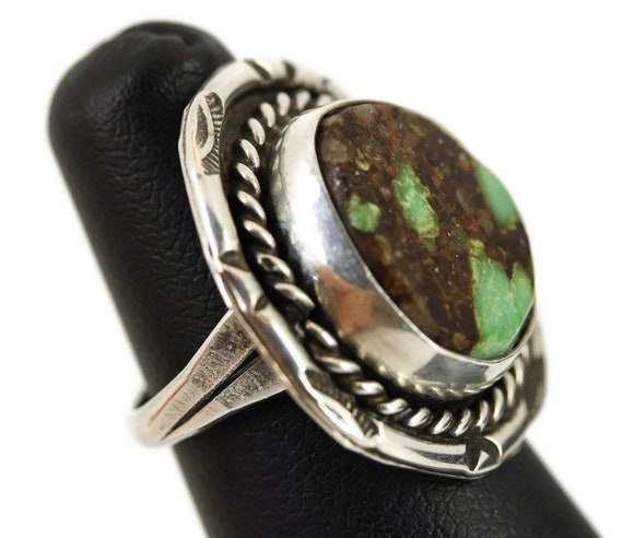 Boulder Turquoise Silver Ring Size 5 Southwestern Tribal Etsy