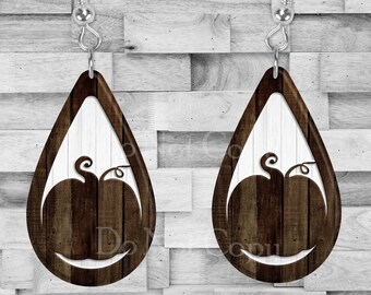 Pumpkin Drop Earrings, Wood Pumpkin Earrings, Fall Earrings, Pumpkin Earrings, Sublimation Design, Digital Download, Fall Fashion