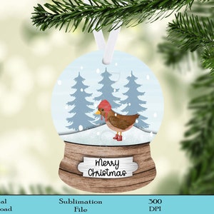 Snow Globe Ornament, Cute Winter Bird Ornament, Snow Globe Design, Christmas ornament design, Sublimation Design,  Digital Download, PNG,