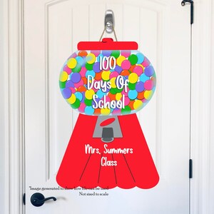 Colgador de puerta de máquina Gumball, Máquina de Gumball, 100 días de escuela, Decoración de maestros, Sublimación Gumball deco, Personalizar, Descarga digital, PNG