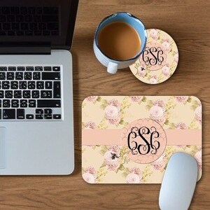 Desk Set, Mousepad and coaster, Round Coaster Design, Teacher Gift, Pink, Office worker Gift, Digital Download, PNG, Sublimation Design