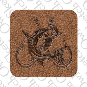 Hat Patch Design, Leather Look, Fishing Hat patch, Sublimation Patch Design, Father&#39;s Day Gift, Digital Download, PNG, Sublimation Design