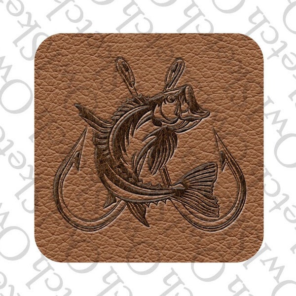 Hat Patch Design, Leather Look, Fishing Hat patch, Sublimation Patch Design, Father's Day Gift, Digital Download, PNG, Sublimation Design