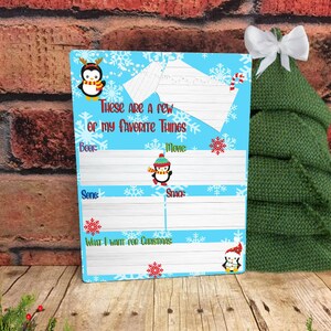 Favorite Things Board, Penguin Snowflake background, Christmas board design, list design, Sublimation, Digital Download