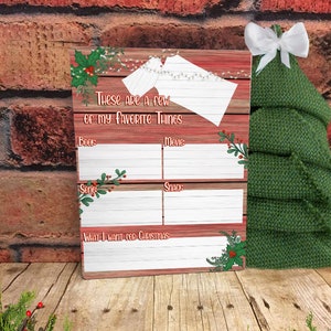Favorite Things Board, Red Wood background, Christmas board design, list design, Sublimation, Digital Download