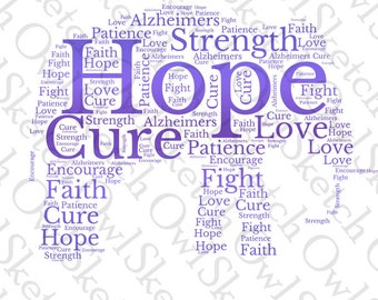Alzheimers Awareness, Elephant Shaped Word Art, Purple Ribbon, Letter Word Art, Purple Ombre, Sublimation, Digital Download, PNG