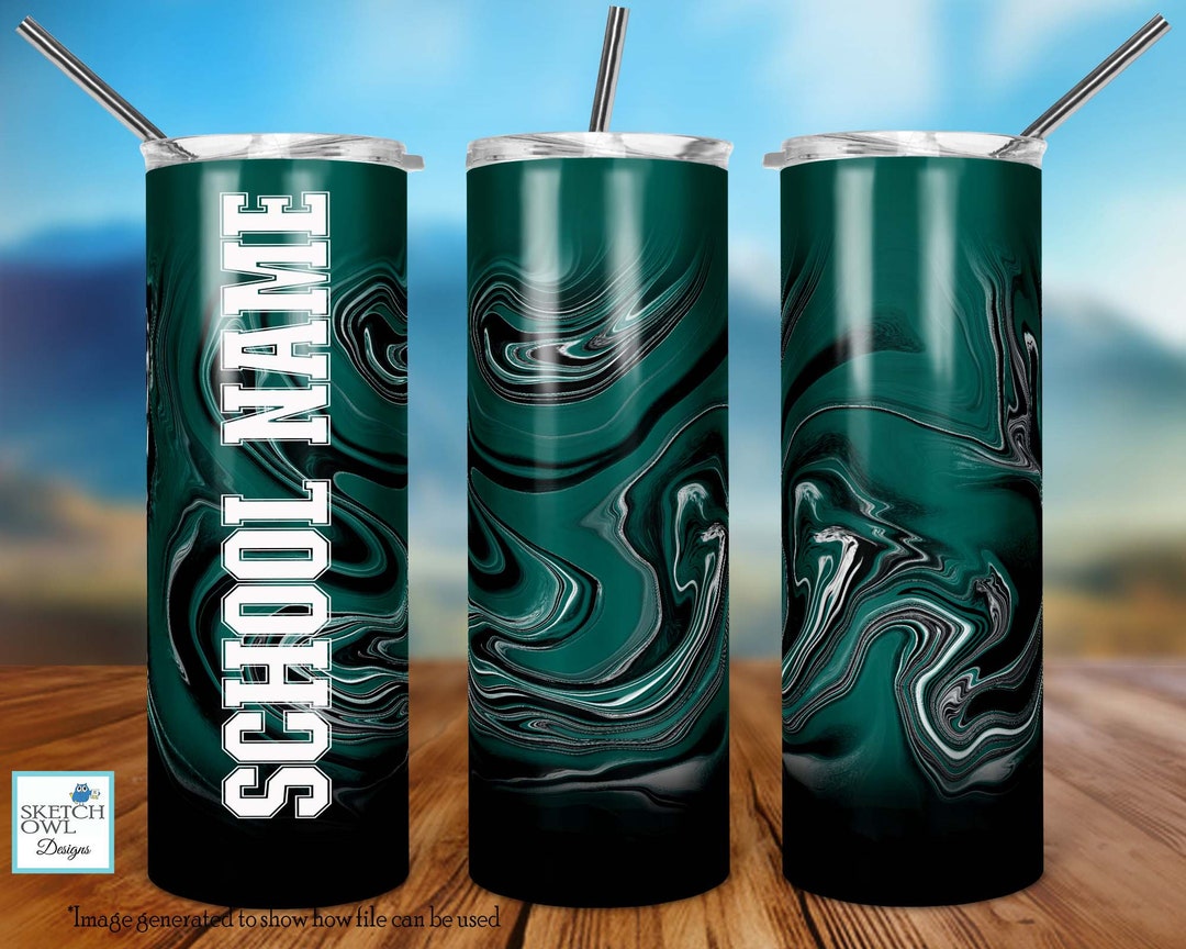 Blue Green and Black School Colors Tumbler Design, Tumbler Design