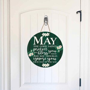May the Good Saints Irish Saying Green Wood Look image Sublimation Digital Download PNG Door Wreath Wall Hanger