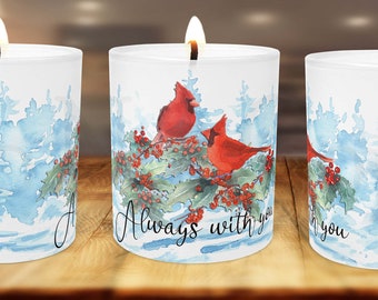 Cardinal Memorial Candle Design, 11 oz Ceramic Container Design, Cardinal Candle, Always with you, Sublimation, Digital Download, PNG