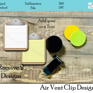 Car Air Vent Clip Design Car Freshener, Clipboard shape,Your text, Car accessory, Great Gift, badge reel, Digital Download, PNG, Sublimation