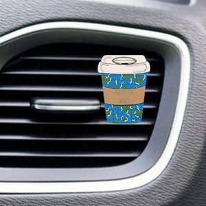 Design de clipe de ventilação de ar para carro, ambientador para carro, formato de xícara de café, viagem, acessório para carro, ótimo presente, rolo de crachá, download digital, PNG, sublimação