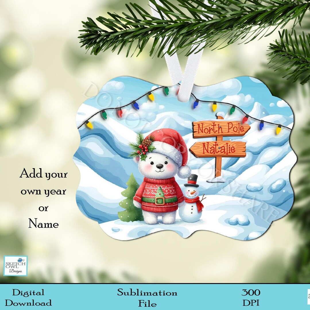 Christmas Polar Bear Sublimation Ornament, Benelux Ornament Design ...