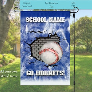 Blue White School Colors Garden Flag, Baseball, 12x18 Flag, Graduation Flag, Graduation Picture Flag, Sublimation, Digital Download, PNG