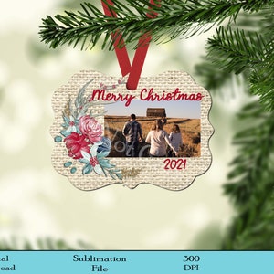 Benelux Ornament, Burlap Ornament, Farmhouse, Personalize with Photo, Sublimation Design, Digital Download, PNG