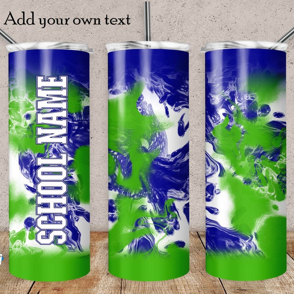 Bright Green and Blue School Colors Tumbler Design, Tumbler Design, School , 20oz Skinny Tumbler Design, Sublimation, Digital Download, PNG