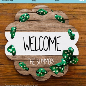 Scallop Door Hanger, Ribbon Holes Door Hanger, Welcome Sign, Scallop Ribbon Design, Round Sublimation Design, Download, PNG, Door Hanger