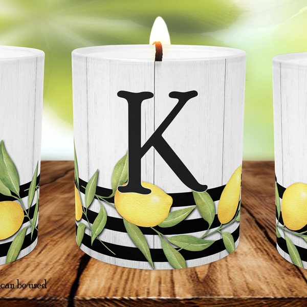 Lemon Candle Design, 11 oz Ceramic Container Design, Lemon Coffee Mug Design, Lemon Decor, Sublimation, Digital Download, PNG