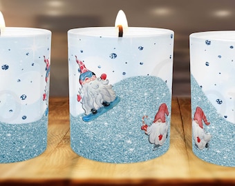 Snow Gnomes Candle Design, 11 oz Ceramic Container Design, Gnomes Candle, Sublimation, Digital Download, PNG