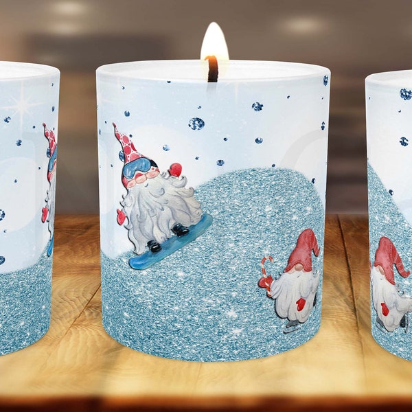 Snow Gnomes Candle Design, 11 oz Ceramic Container Design, Gnomes Candle, Sublimation, Digital Download, PNG