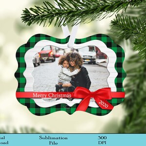 Green Buffalo Plaid Benelux Ornament, Buffalo Plaid Ornament, Farmhouse, Personalize with Photo, Sublimation Design, Digital Download, PNG