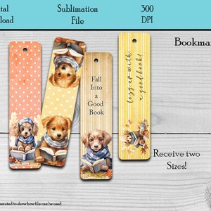 Bookmark, Fall Bookmark, Cozy Up with a Book, Personalized Bookmarks, Two Bookmark sizes,   2x6, 1.5x6, Digital Download, PNG, Sublimation
