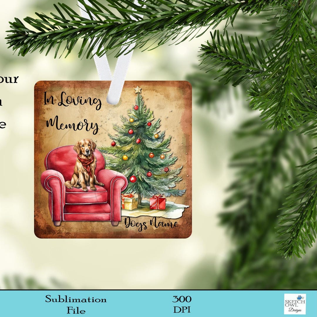 Square Ornament Design, in Loving Memory of Dog, Pet Memorial Ornament ...
