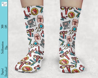 Sublimation Socks Design, OB socks, Sock bundle, Great Gift for Nurse Doctor, Gynecology, OBGYN, bundle, Sublimation, Digital Download, PNG