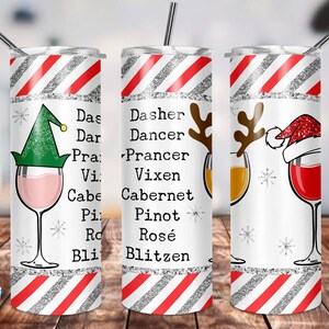 Christmas Drinking Tumbler, Skinny Tumbler Design, Blitzen Tumbler, Wine Text 20oz Skinny Tumbler Design, Sublimation, Digital Download, PNG