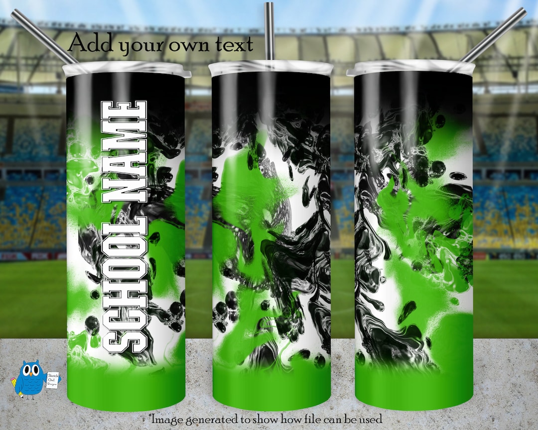 Bright Green and Black School Colors Tumbler Design, Skinny Tumbler
