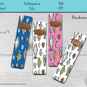 Bookmark, Fishing Bookmark, Bundle, Personalized Bookmarks, 4.75 x 1.25 size, Digital Download, PNG, Sublimation