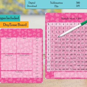 Multiplication Learning Board Design, 3-4 Grade, Education dry erase board design, Multiplication Table, Sublimation, Digital Download, PNG1