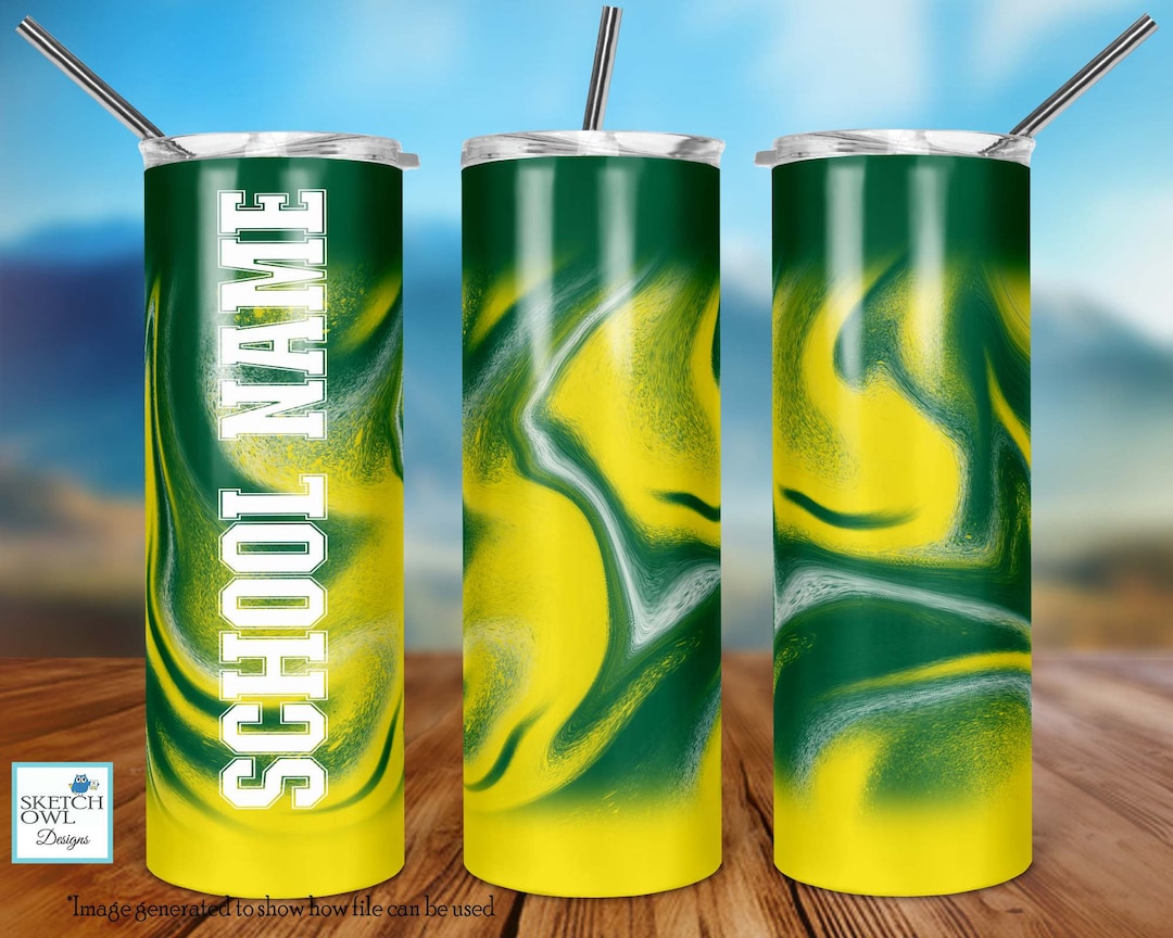 Green and Yellow School Colors Tumbler Design, Tumbler Design, School