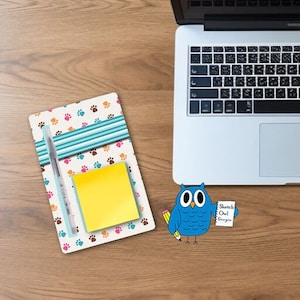 Note Pad Holder, Great Desk Accessory, Cute Dog Prints, Blue, Office worker Gift, Digital Download, PNG, Sublimation Design