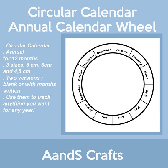 Annual Circular Calendar Calendar Wheel Yearly Blank Etsy