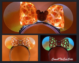 Light up Pumpkin Mouse Ears Illuminated Halloween Headband  display picture 3
