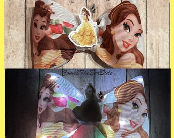 Belle Haarschleife, Belle Schleife, Prinzessin Haarschleife, Prinzessin Schleife, Prinzessin Party, Prinzessin Birthday, Belle Geburtstagsfeier, Belle Micky Ohren