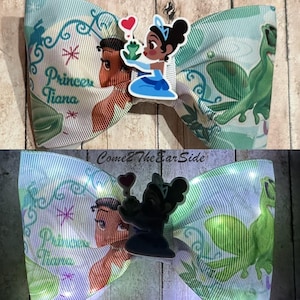 Tiana Hairbow, Tiana Bow, Princess Hair Bow, Princess Bow, Princess Party, Princess Birthday, Tiana Birthday Party, Tiana Mickey Ears