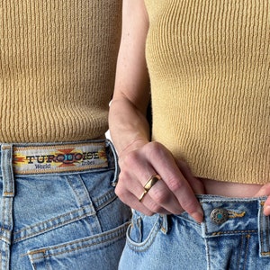 Vintage RARE Turquoise World Tribes Jeans Made In Italy | Retro Fashion | Unique Pants