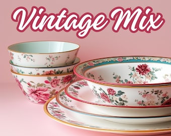 Vintage Mix & Match Floral China: Plates And  Bowls | Bridal | Baby Shower | Tea Party | Dinner Party | Holiday Tablescape