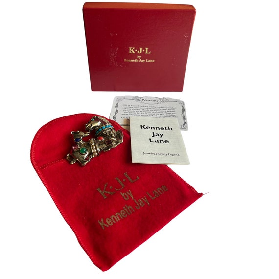 Rare Kenneth Jay Lane Horse & Hound Brooch: Two-T… - image 2