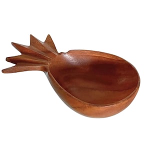 Vintage Monkey Pod Wood Pineapple Dish: MCM Tiki Catch-All Dish