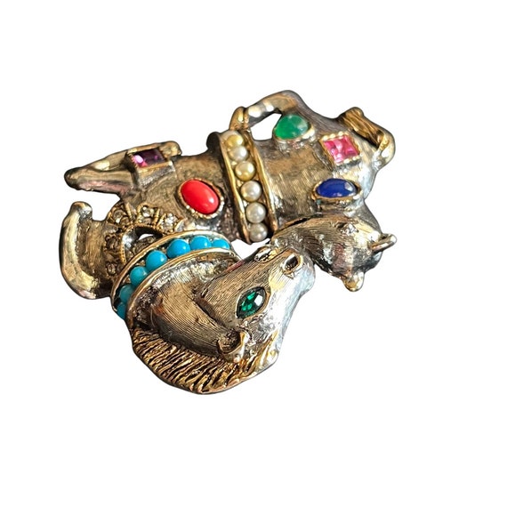 Rare Kenneth Jay Lane Horse & Hound Brooch: Two-T… - image 5