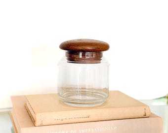 Glass Jar with Wooden Lid | MCM Storage Container | Mushroom Style |Made in Thailand