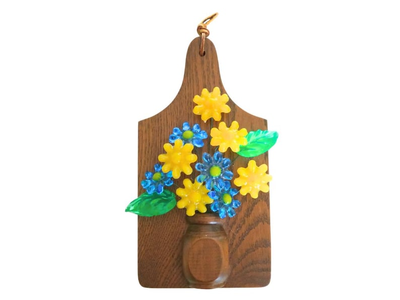 Vintage Lucite Floral Arrangement With Wood Backing | MCM Replica | Handmade | Wall Hanging Retro Decor | Housewarming Gift | Gallery Wall